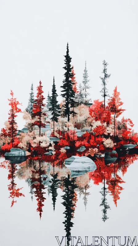 AI ART Symmetrical Nature with Autumn Colors