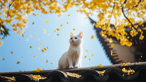 Cat on Roof During Autumn