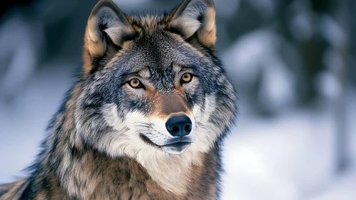 Close-up of a Wolf in Snow