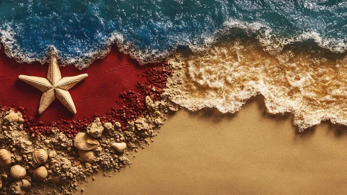 Starfish Resting on Sandy Shoreline