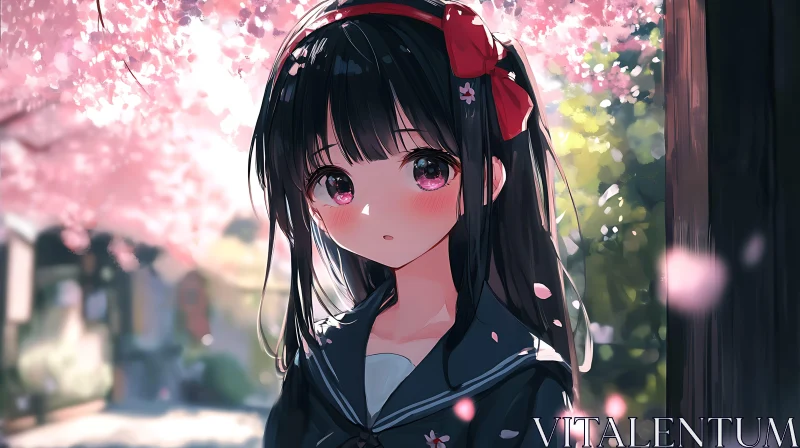 Springtime Sakura Anime Illustration AI Image