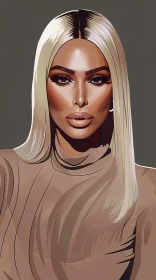 Sophisticated Portrait of Kim Kardashian with Blonde Hair