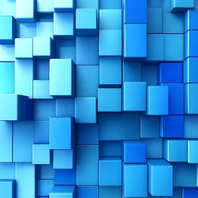 3D Cube Abstract Art in Shades of Blue