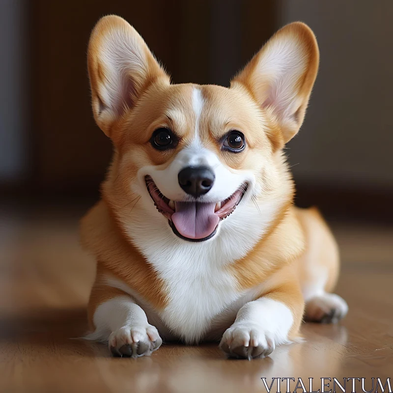 Joyful Corgi Pet Laying Down AI Image