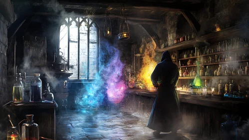 Magical Potion Brewing in Alchemist's Lab