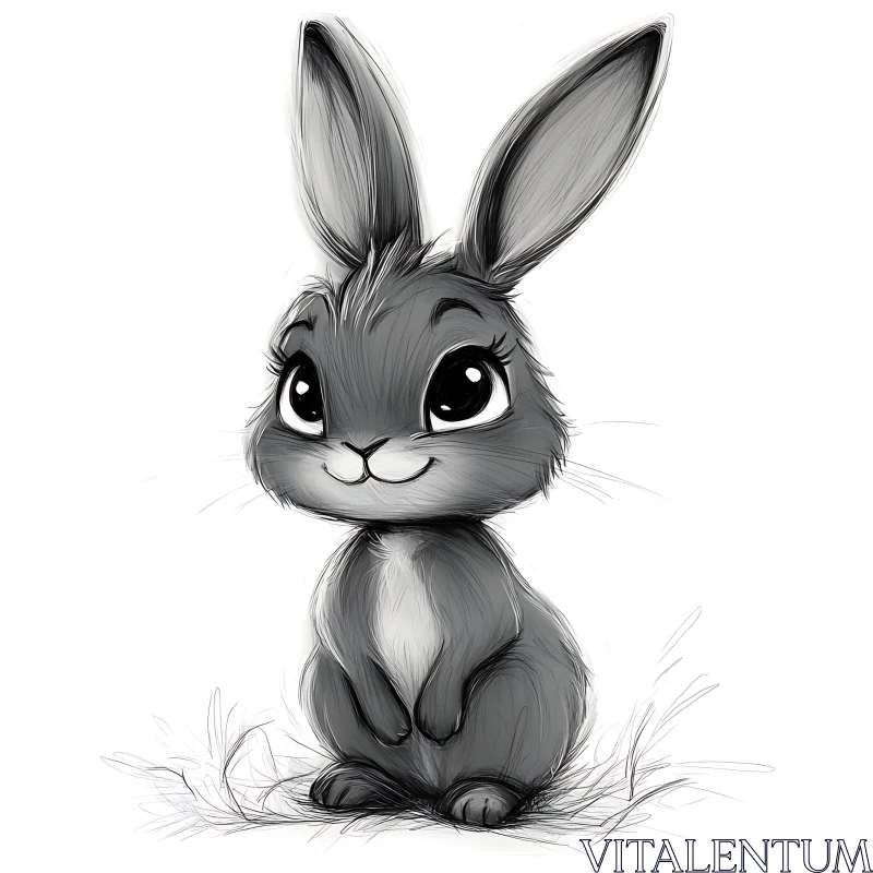 Whimsical Bunny Art - Graphite Drawing AI Image