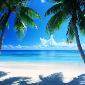 Seascape with Palm Trees and White Sand