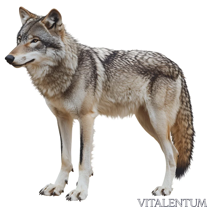 AI ART Standing Wolf Isolated on White Background