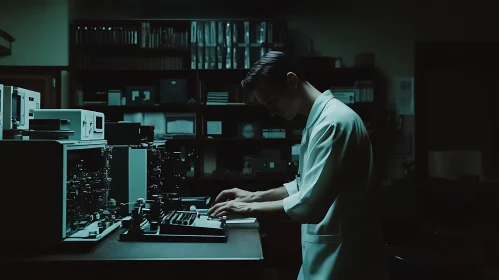 Research Scientist in a Dimly Lit Lab