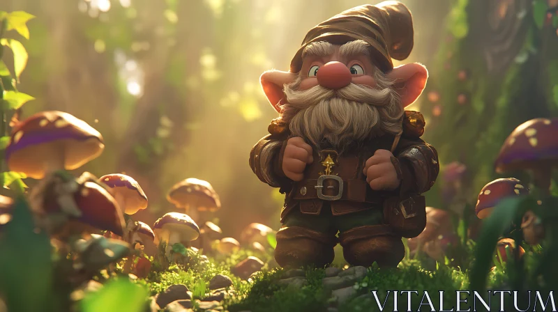 Forest Gnome with Mushrooms AI Image