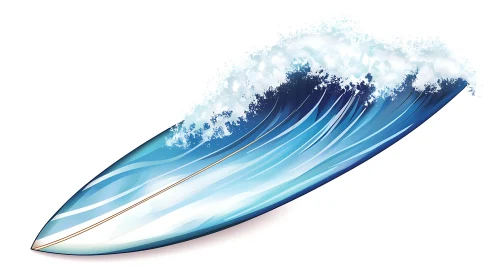 Blue Wave Surfboard Illustration