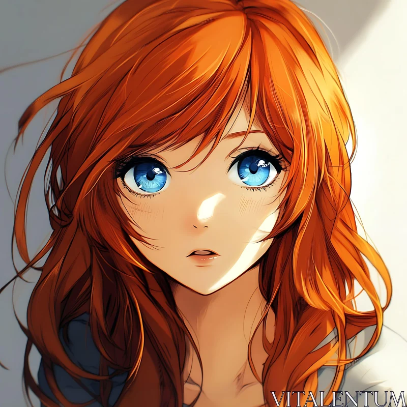 AI ART Anime Portrait of Girl with Red Hair