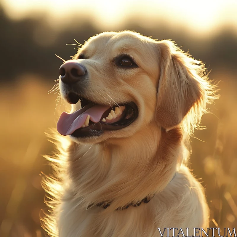 Happy Golden Retriever in Nature AI Image