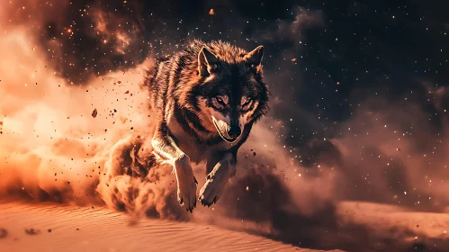 Running Wolf in the Wild