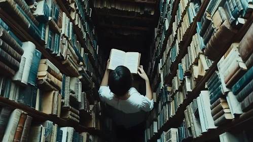 Reader Immersed in Old Books