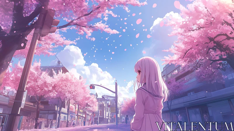 Cherry Blossom Anime Art AI Image