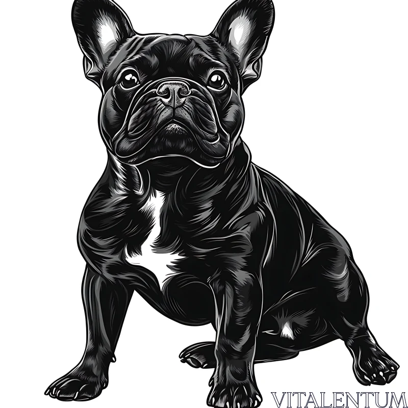 Artistic French Bulldog Drawing AI Image