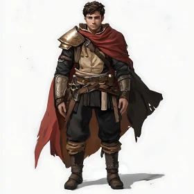 Man in Armor with Red Cape