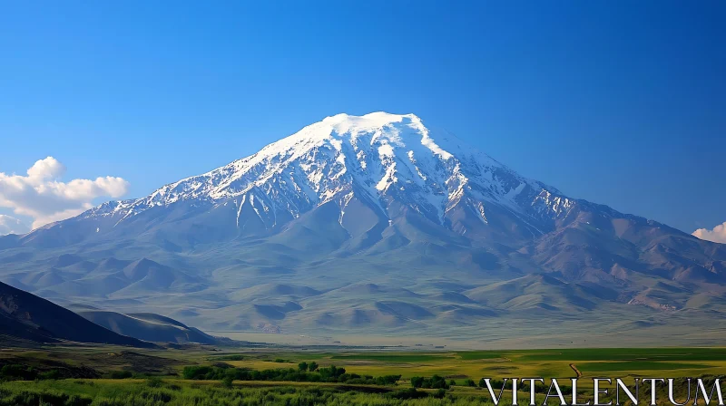 Mountain Landscape with Snow Capped Peak AI Image