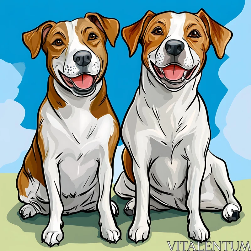 Illustration of Happy Dogs AI Image