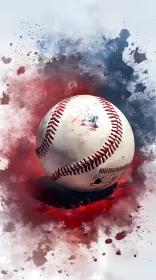 Abstract Art of a Baseball with Paint Splatters  AI Generated Image