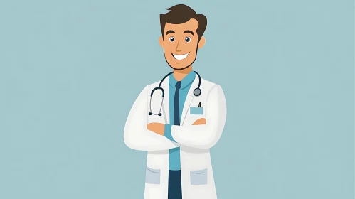 Smiling Doctor Cartoon Character