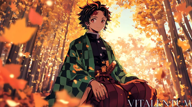 AI ART Autumn Forest Anime Scene