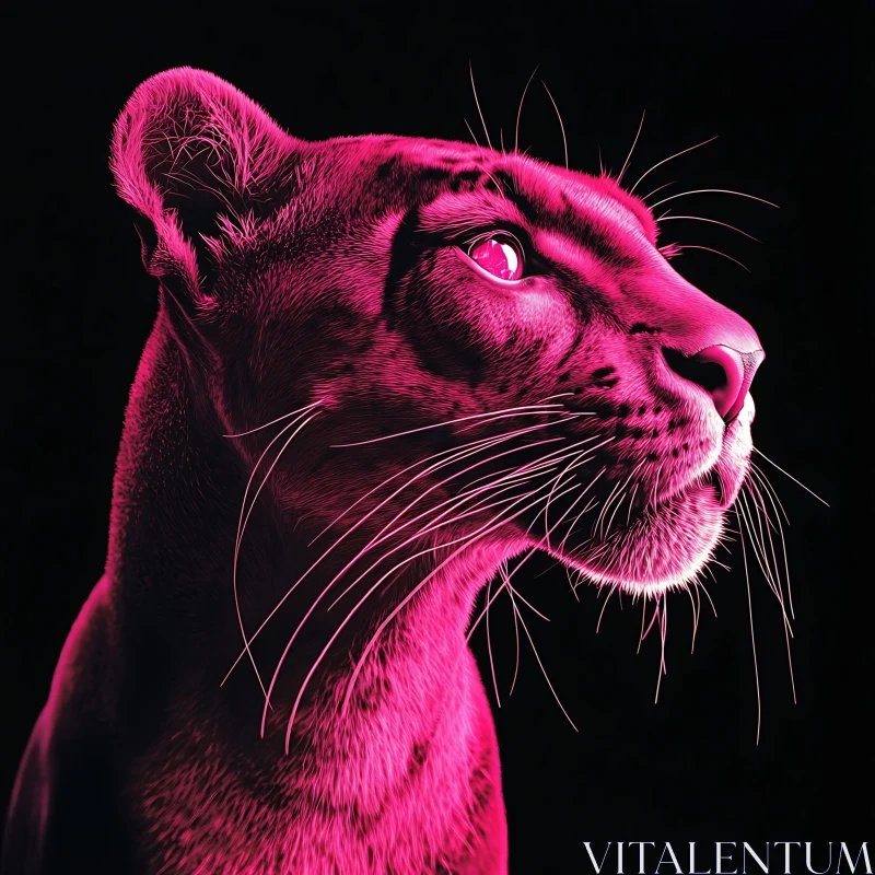 Magenta Feline: A Panther in Pink AI Image