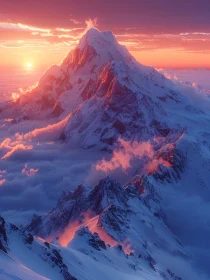 Mountain peak sunset scene