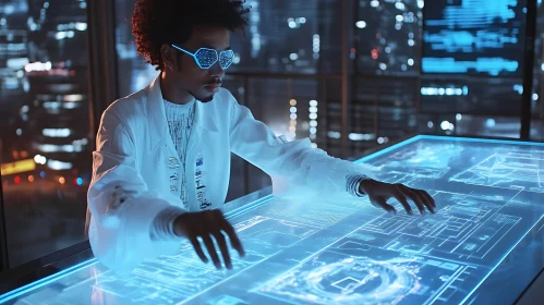 Man Using Futuristic Technology