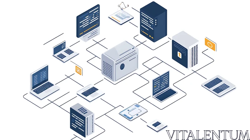 Isometric Network of Computers and Servers AI Image