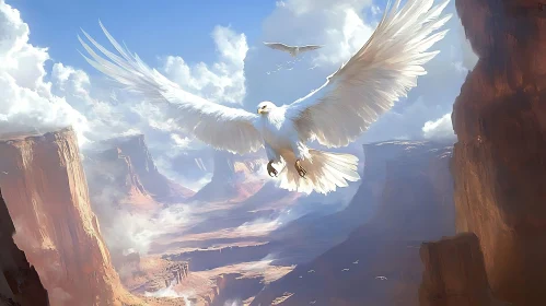 White Eagle Soaring in Canyon Sky