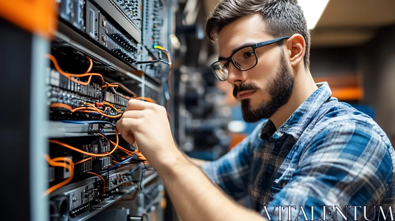 AI ART IT Professional at Work: Server Room