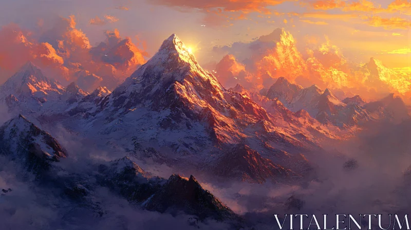 AI ART Alpine Peaks at Dawn