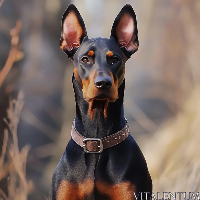 Focused Doberman with Erect Ears AI Image