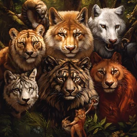 Wild Tigers and Lions Composition