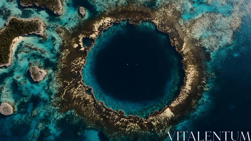 AI ART Mystic Ocean Hole Aerial Photography