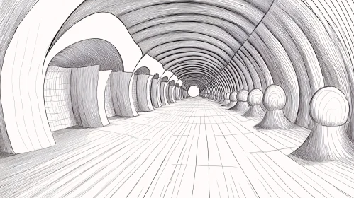 Monochrome Tunnel Perspective Art