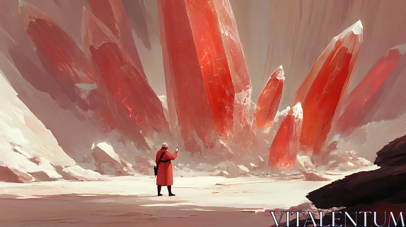 Red Crystal Landscape AI Image