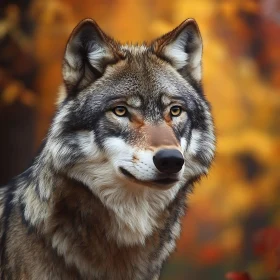 Wolf in the Autumn Forest