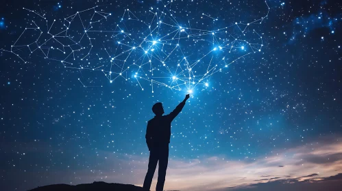 Man Reaching for Constellation Art
