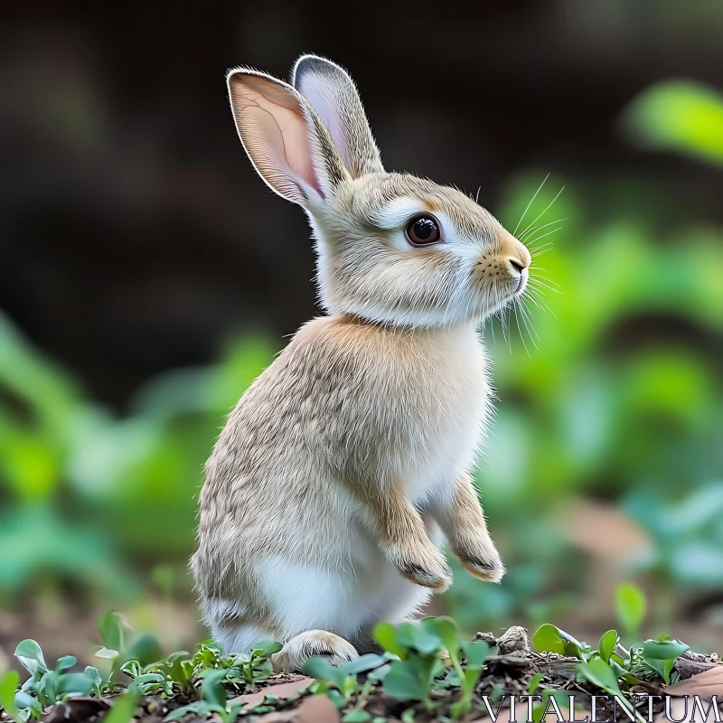 Charming Bunny in the Greenery AI Image