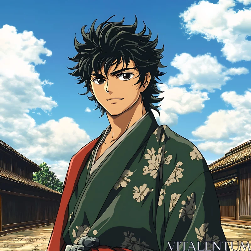 Anime Samurai in Kimono AI Image