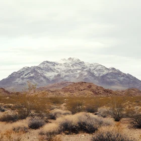 Desert Mountain Range with Snow