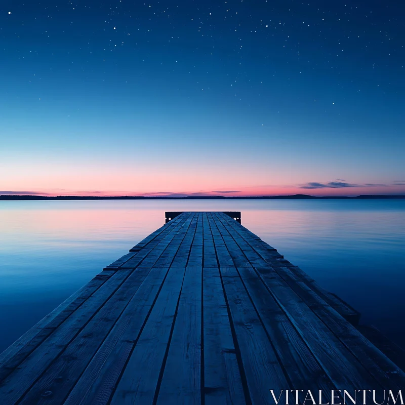 Peaceful Waters and Starry Sky AI Image