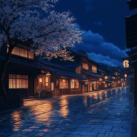 Nighttime Serenity in a Japanese Village