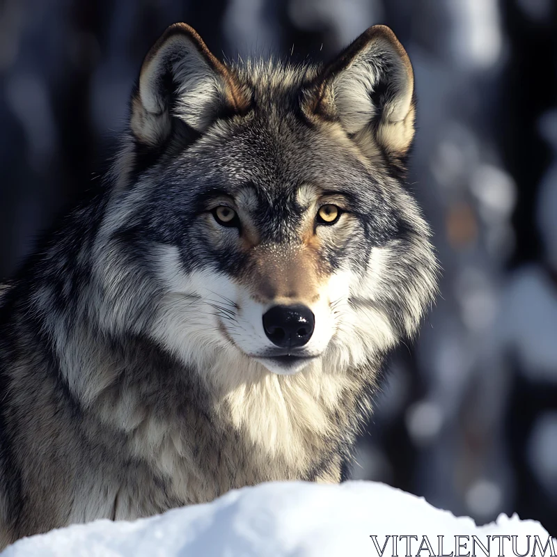 Winter Wolf Close-Up AI Image