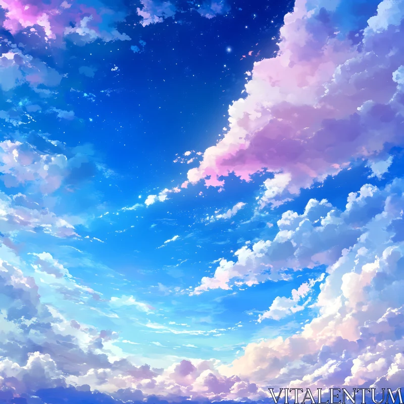 Pastel Clouds in a Tranquil Sky AI Image