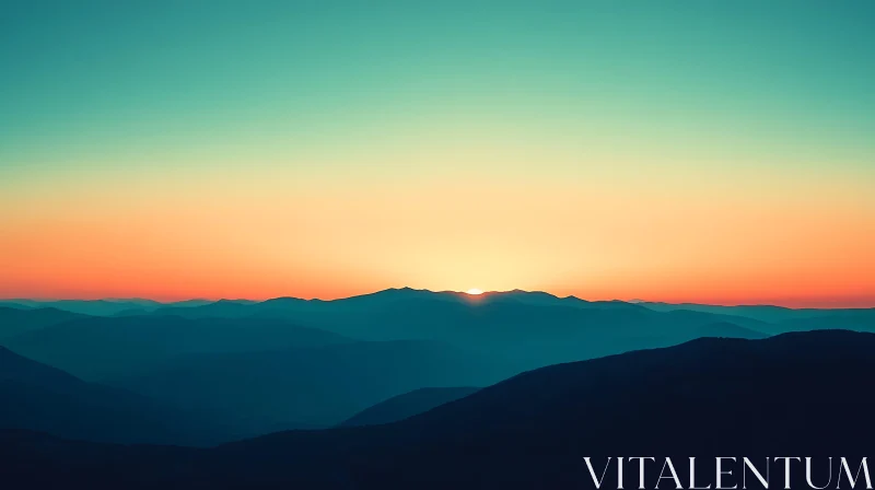 Mountain Sunset Serenity AI Image