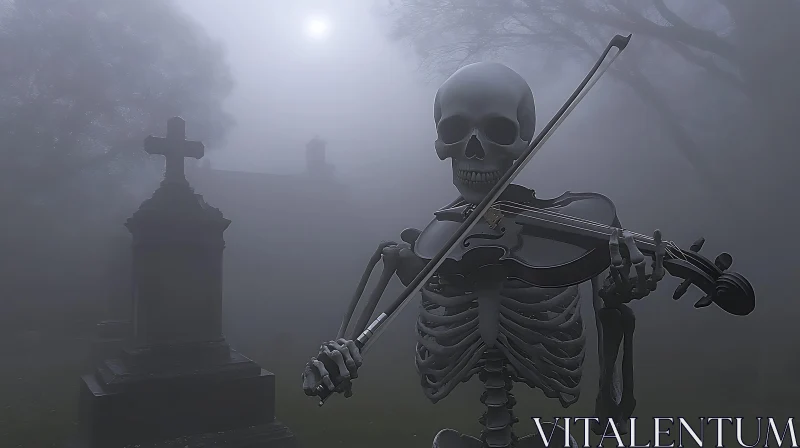 AI ART Monochrome Graveyard Symphony